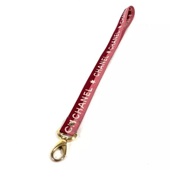 CHANEL 01P logo neck strap Accessories strap Canvas pink - Picture 1 of 11